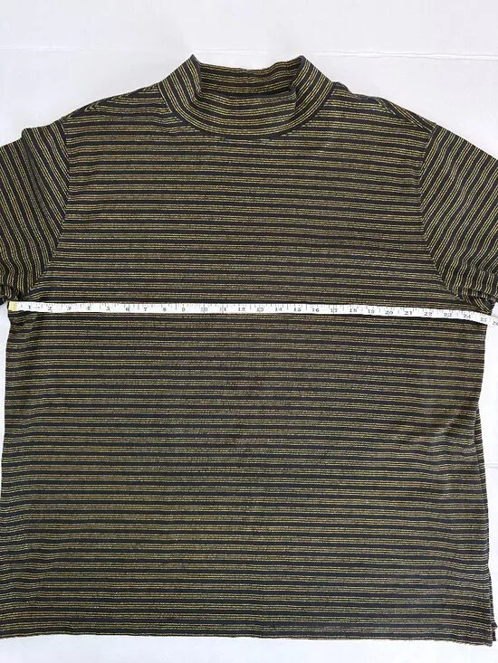 Westbound II 2X Black Gold Striped Mock Neck Top Long Sleeve Stretch Plus Size - Picture 3 of 7